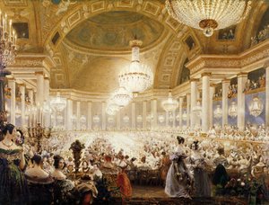 1835年にチュイルリーで食事をする女性たち 作： Eugene Emmanuel Viollet le Duc